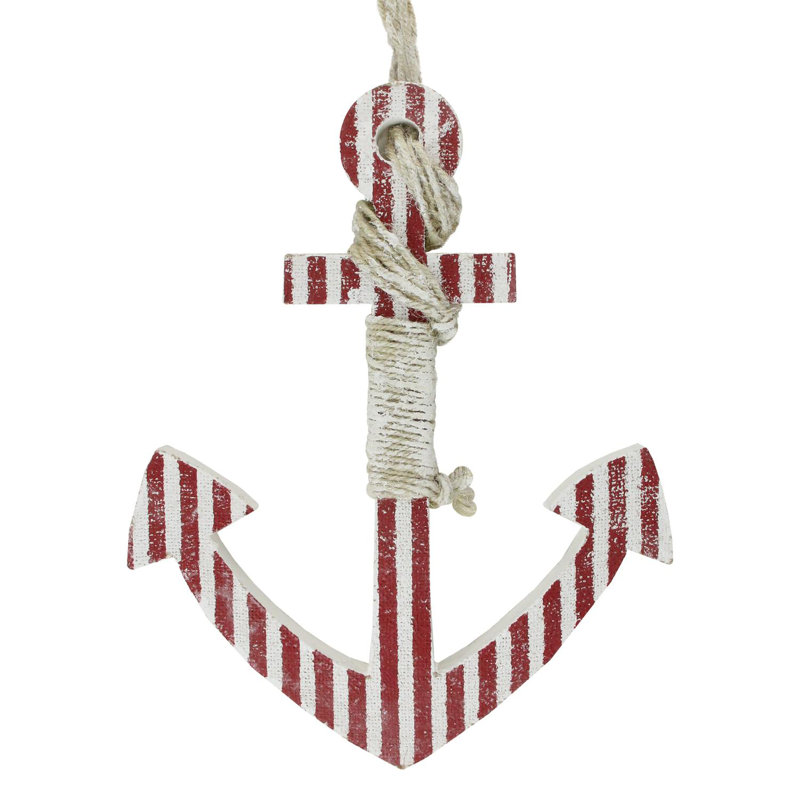 Breakwater Bay Striped Nautical Hanging Anchor with Rope Wall Décor